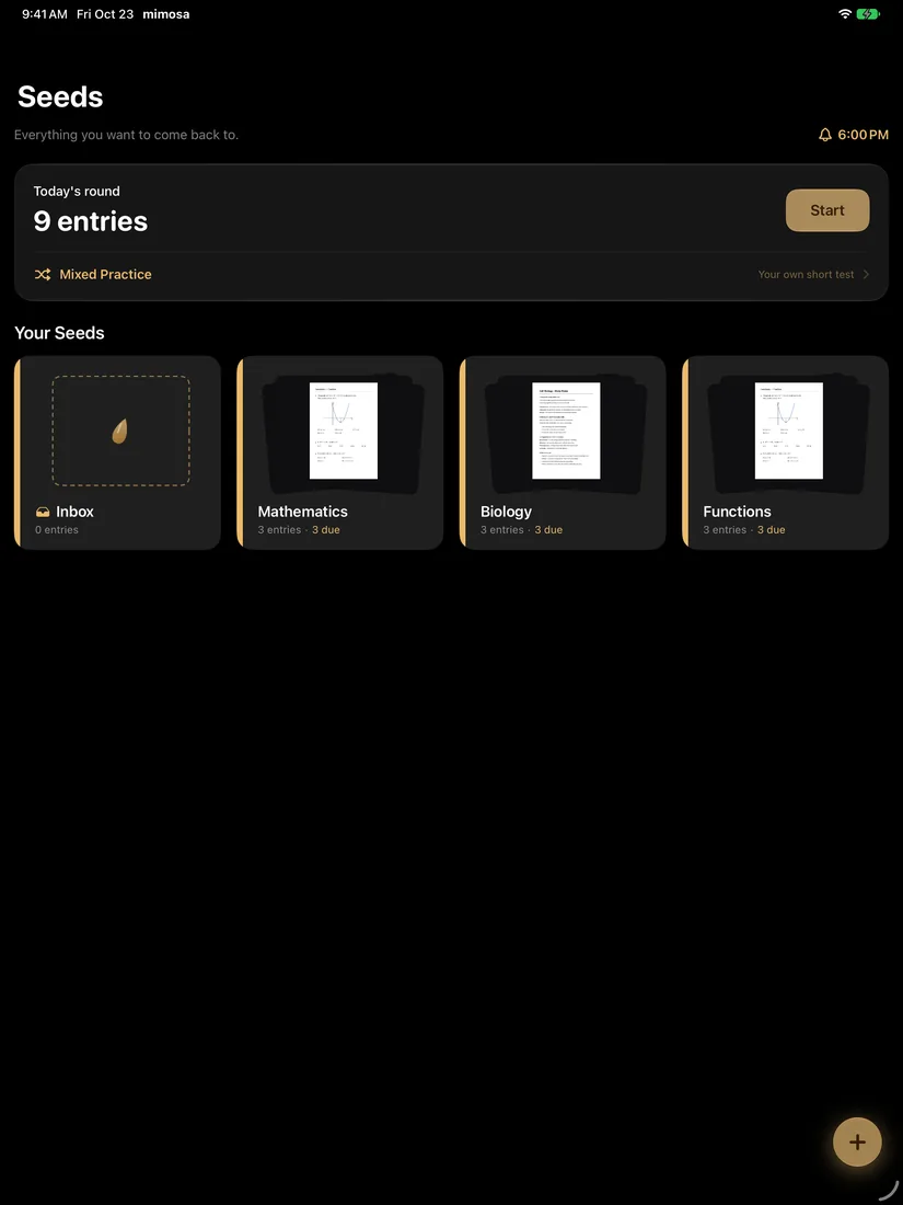 Keep it. — A real screen from the mimosa app